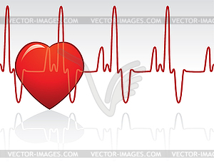 Vector heart and heartbeat - vector image