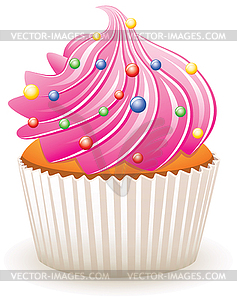 Pink cupcake - vector clip art