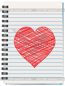 Vector notepad and heart - vector clipart / vector image