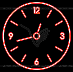 Vector neon clock - vector clip art