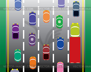 Cars on road - vector image