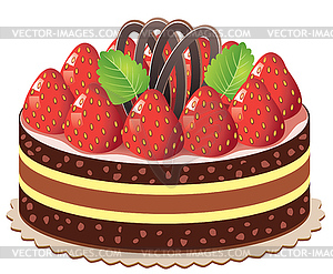 Cake with strawberry - vector image