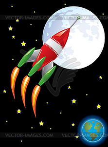 Rocket ship in space - vector clip art