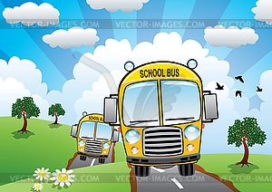 School buses - vector clipart