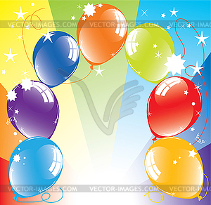 Colorful balloons and light-burst - vector clipart