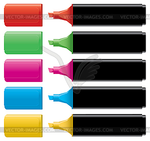 Colorful highlighters with caps - vector clip art