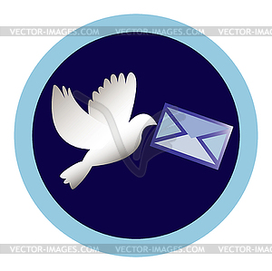 Белый голубь с письмом - векторный графический клипарт