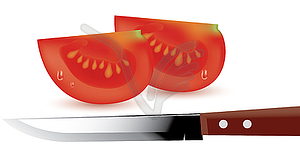 Tomato slices and kitchen knife - vector clipart