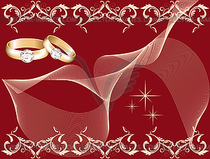 Wedding theme with golden rings - vector clipart