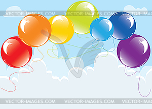 Colorful balloons in sky - vector clip art