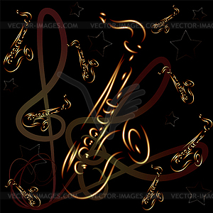Saxophone on abstract background - vector clip art
