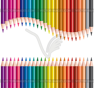 Colored pencils in rows - vector image