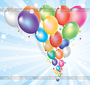 Colorful balloons and light-burst - vector clip art