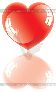 Shiny heart with reflection - royalty-free vector clipart