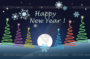 Abstract colorful xmas trees - vector EPS clipart