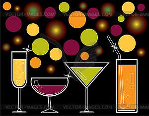 Alcoholic drinks and juice - color vector clipart