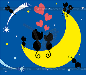 Two cats in love - vector clipart