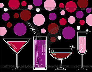 Alcoholic drinks and juice - vector image