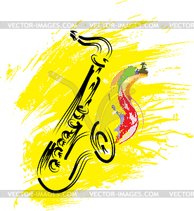 Stylized saxophone on grunge background - vector clipart