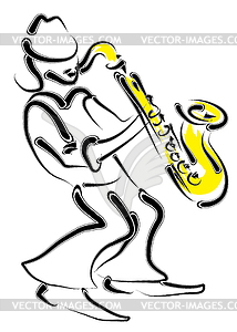 Stylized saxophonist and musician - vector EPS clipart