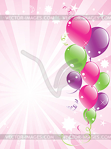 Festive balloons and lightburst - vector image