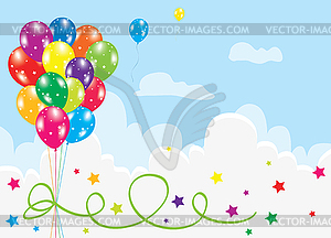 Colorful balloons in sky - vector clipart / vector image