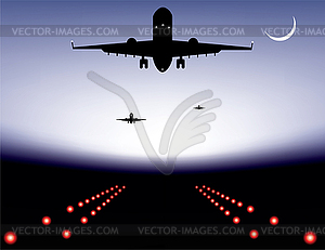 Landing plane - vector clipart