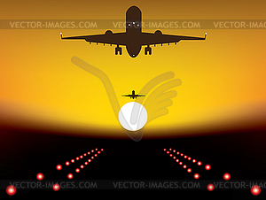 Landing plane - vector clip art