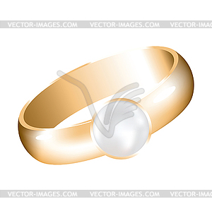 Золотое кольцо с жемчугом - цветной векторный клипарт