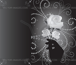 Roses in hand - vector clip art