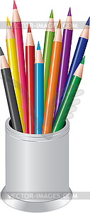 Pencils in pen-cup - royalty-free vector clipart