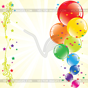 Festive balloons and light-burst with space for text - vector clip art