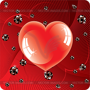 Abstract background of shiny beads and red heart - vector image