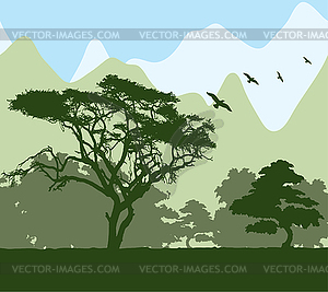 Forest and mountains - vector image