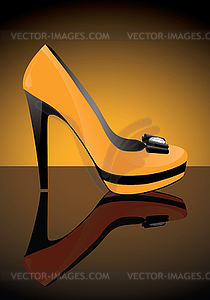 Yellow shoe with reflection - vector clipart