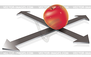 Яблоко на перекрестке - изображение векторного клипарта