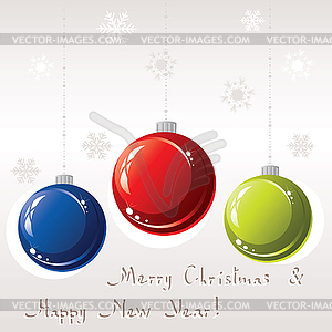 Greeting card with christmas balls - vector clipart