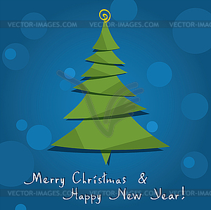 Greeting card with christmas tree - vector clip art