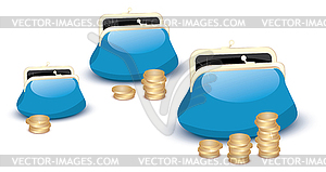 Wallets and coins - vector clip art