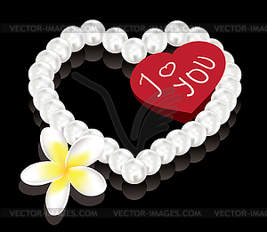 Valentine`s day gifts - pearl beads, flower and - vector image