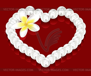 Valentine`s day gifts - pearl beads and flower - vector image