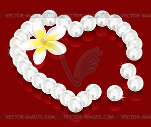 Valentine`s day gifts - pearl beads and flower - vector clipart