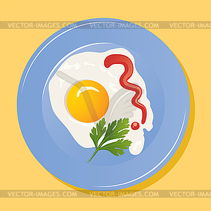 Plate with fried eggs - vector image