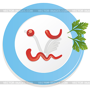 Plate with ketchup smiley face - vector clipart