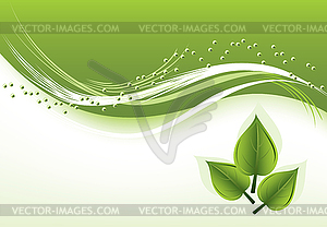 Абстрактный уголок с зелеными листьями - изображение в векторном виде