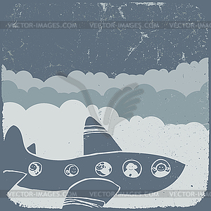 Airplane in sky - vector clip art