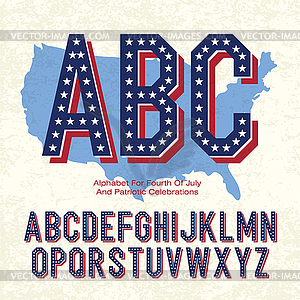 Patriotic Alphabet For Fourth Of July - vector image