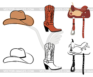 Set Of Clothes Of Cowboy - vector image