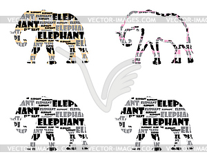 Слон силуэт письма - изображение в векторе / векторный клипарт