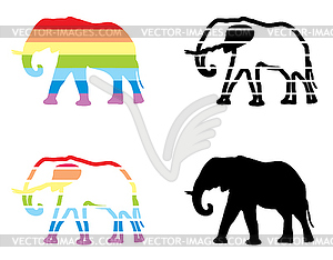 Elephant In Rainbow - vector clipart